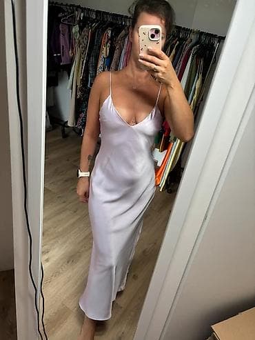 zara plava haljina: Zara lot maxi haljina na tanke bretele - Model: slip/haljina na — 3
