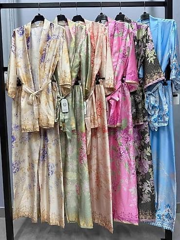 torba od perlica: Damski komplet – kimono + široke pantalone - Elegantni dvodelni — 4