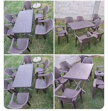 polovne vitrine i komode: Vrtni set nameštaja – sto na sklapanje + 6 stolica - Materijal — 1