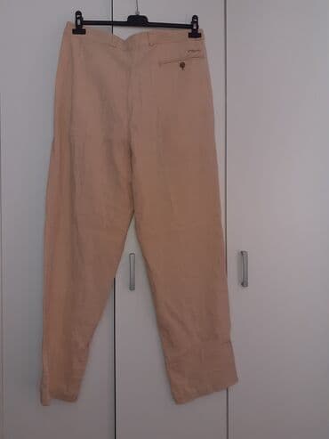 Pantalone: Zenske lanene pantalone – bež/boja peska - Materijal: lagani lan