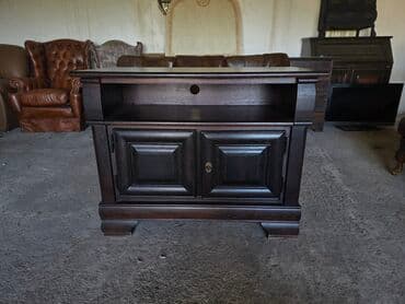 deciji dusek za krevetac: TV komoda od punog drveta, tamno bajcovana - Klasničan dizajn sa — 6