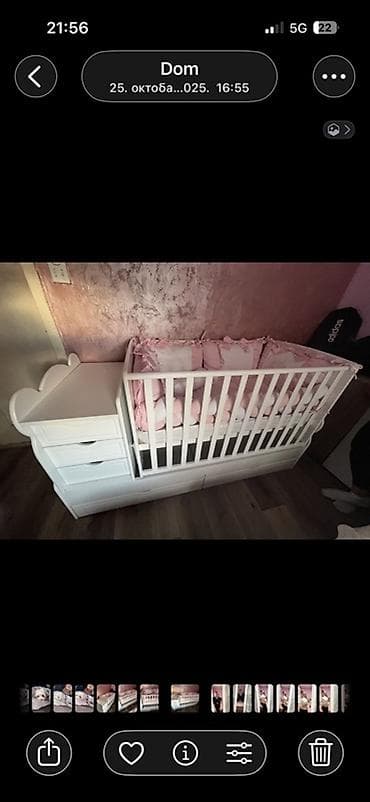 plakari forma ideale cene: Višenamenska bebi komoda-krevetac 3 u 1 sa posteljinom i dusekom - — 1