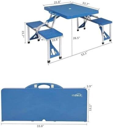 aluminijumske stolice kupujemprodajem: Sklopivi lagani sto sa 4 sedišta sa rupom za suncobran. Sklapa se u — 1