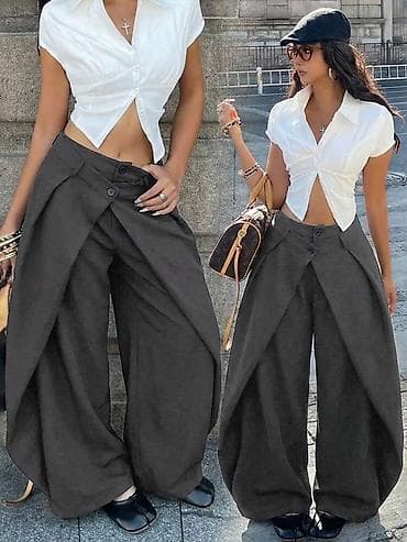 kp haljine: Ženske pantalone širokog kroja sa preklopom – statement model 2400din — 8