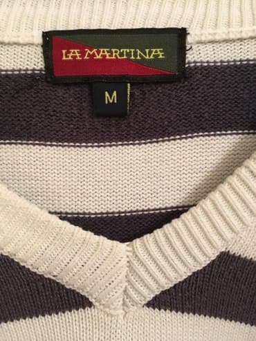sweatshirt h m: Odličan, kao nov La Martina džemper, M veličina, beli sa teget prugama — 2