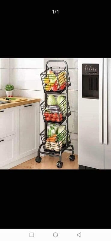 polica na točkiće: Metalna pokretna kolica sa korpama, sa tri nivoa na točkovima! Na dve — 3