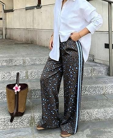 Pantalone: 🔥Ženske široke pantalone sa animal printom i bočnim prugama
✅2400 din — 3