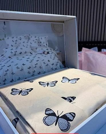 posteljina od damasta: Posteljina set – motiv leptira - Dizajn: elegantni crno-beli leptiri — 1