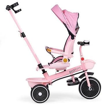 sinsay baby body: ECOTOYS 2u1 tricikl sa rotirajućim sedištem i sklopivom tendom – Pink — 4