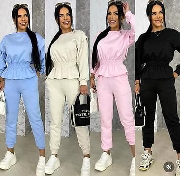 Skirts: Damski komplet trenerke – bluza sa širim strukom i pantalone - — 1