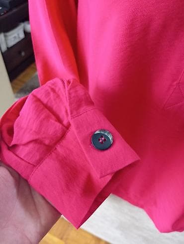 rolke od kasmira: Ženska bluzica/košulja sa dugim rukavima u intenzivnoj ciklama/roze — 3