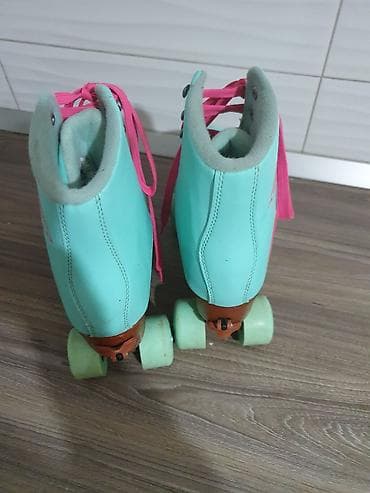 ski pantalone deca: Rolsule - Boja čizme: mint/tirkizna - Pertle: jarko roze - Visoka — 2