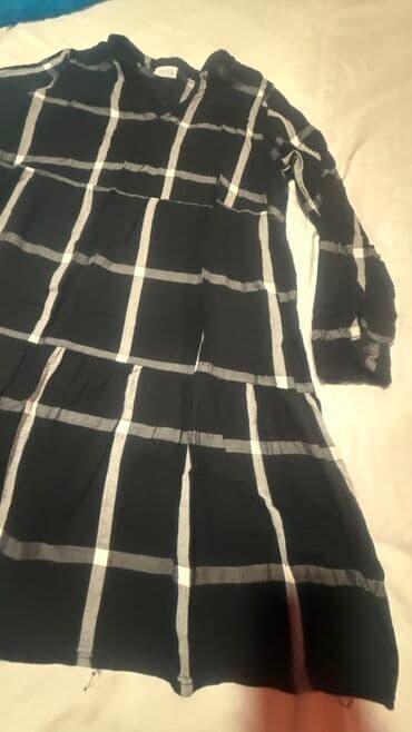 pamucne tunike: Ženska tunika/haljina JANINA - Boja: crna sa velikim belim kariranim — 3