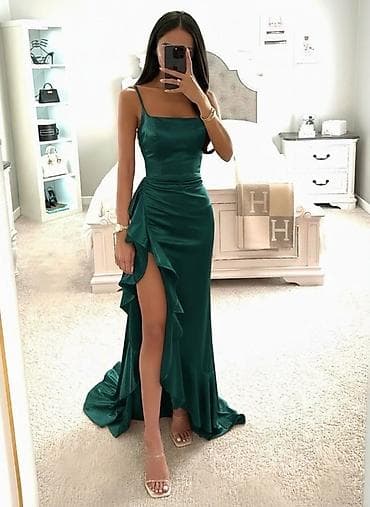 haljina 104: ❤️Prelepa Svečana duga haljina sa volanima i visokim prorezom Od S do — 2