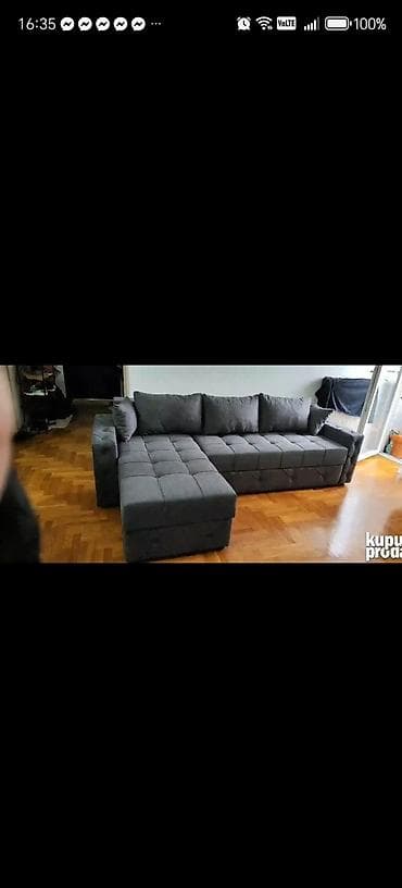 tabure kutija za odlaganje: Ugaona garnitura na razvlačenje – moderan L oblik - Dizajn: moderna — 3