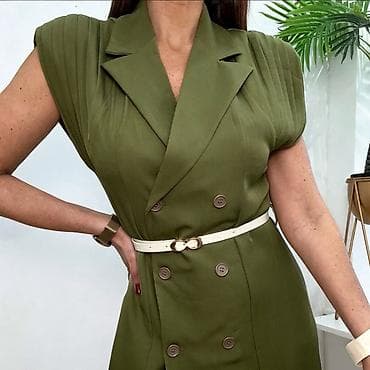 Women's Sweatsuits: Elegantna midi haljina bez rukava sa rever kragnom i dvorednim — 10