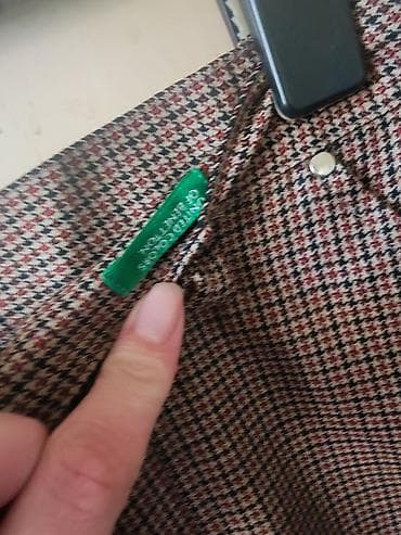 benetton papuce zenske: Ženske pantalonе sa sitnim karo (houndstooth) dezenom u braon-crno-bež — 2