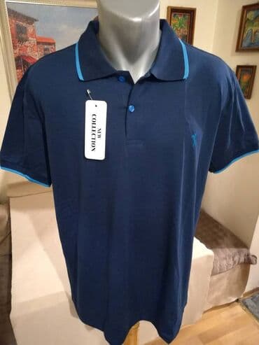muške pidžame c a: Short sleeves T-shirt, 5XL (EU 62), color - Blue, Cotton — 1