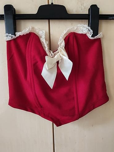 korset majica: Crveni korzet/top bez bretela - Boja: intenzivno crvena - Dizajn — 1