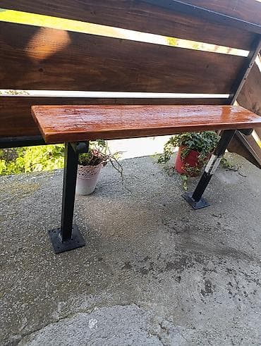 komode cena: Drvena klupa za terasu/baštu sa metalnim stalkama - Sedište: masivna — 4