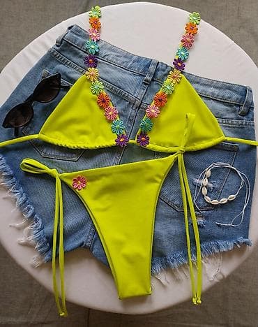 Kupaći kostimi: Ženski bikini set – neon žuto - Model: dvodelni bikini sa trouglastim — 4