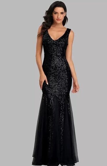 crna uska haljina na bretele: One size, bоја - Crna, Koktel, klub, Na bretele — 1