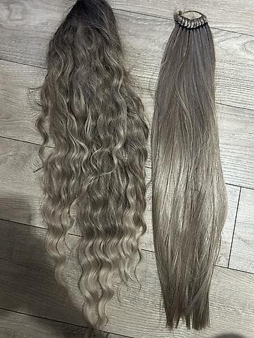 Nadogradnja kose – dve varijante u sivo‑pepeljastom ombre tonu - Set