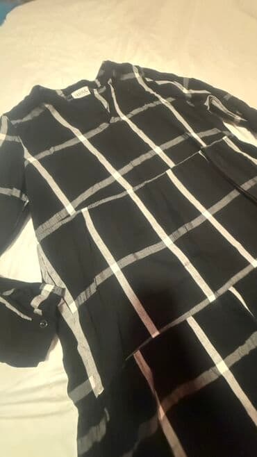 pamucne tunike: Ženska tunika/haljina JANINA - Boja: crna sa velikim belim kariranim — 7