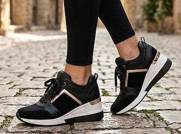 bele haljinice: Ženske patike sa platformom – elegantne i udobne - Dizajn: crne — 1
