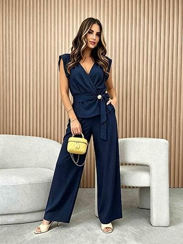 Kompleti: Elegantnan komplet – bluza na preklop i široke pantalone 3000 din S M — 8
