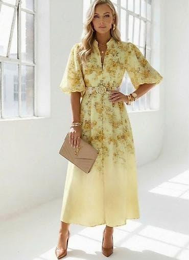 morgan haljina: ❤️Elegantna midi haljina sa cvetnim printom i remenom
S M L — 2