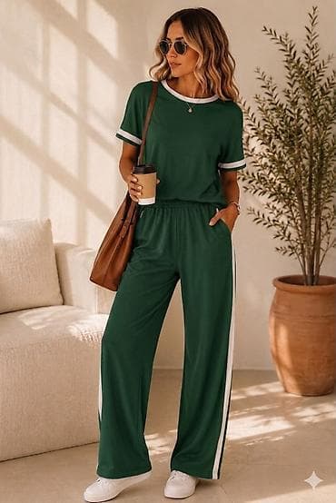 deichmann patike nike: Damski komplet za svakodnevni stil – majica + široke pantalone — 4