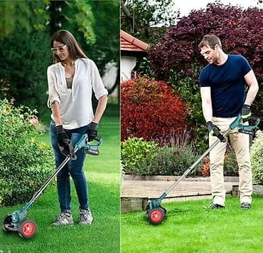 Bežični trimer/ivicač za travu sa točkićima + makaze za