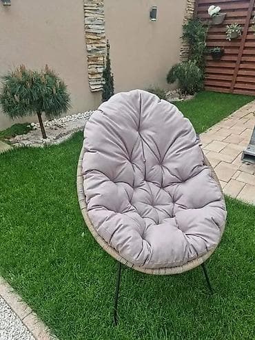 stolica fotelja akcija: Fotelja za baštu/terasu – “jaje” sa debelim jastukom - Okrugla — 6