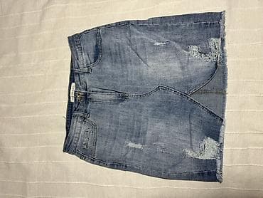 iqos lil solid 2.0 red light: Ženska teksas suknja – mini dužina, svetliji plavi “washed” denim — 1