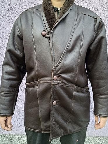 Sportswear: Muški kožni kaput od jagnjeće kože (shearling) - Materijal: prirodna — 1