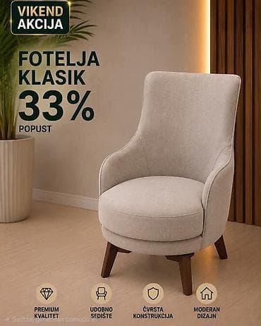 Fotelja Klasik modernog i elegantnog dizajna, idealna za dnevni