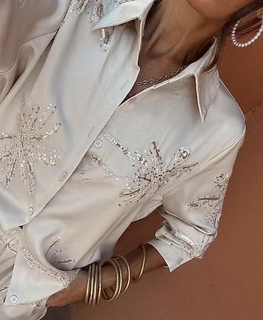 Men's Footwear: 🔥zenski dvodelni set – košulja i pantalone sa šljokičastim vezom ✅2200 — 4