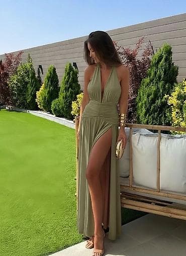 Underwear: 🔥Elegantna duga haljina sa dubokim V izrezom i visokim bočnim prorezom — 4