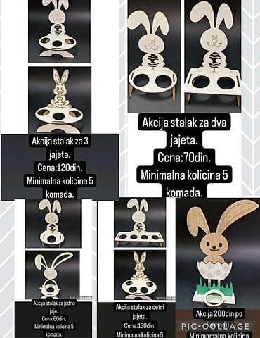 Uskršnji drveni stalci za jaja – više modela sa zekom - Stalak za 1