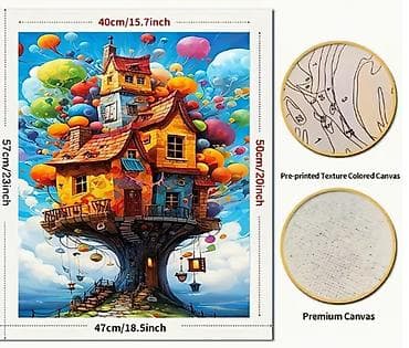 Muzički instrumenti: Novo. Bojenje po brojevima - Kuća na drvetu Veličina 40x50cm — 3