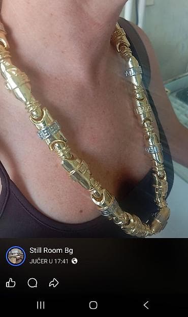 torbice za opasac: Masivni zlatni lanac 14k unikatni dizajn - Materijal: metal u zlatnoj — 2