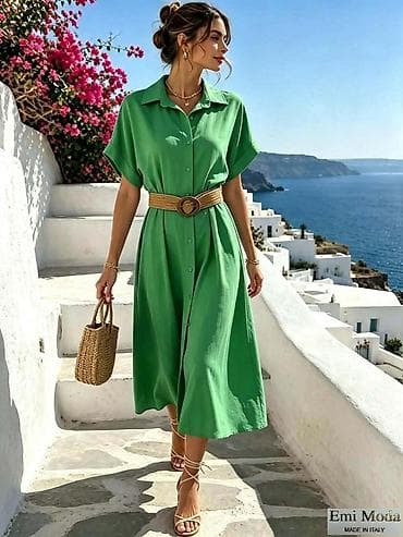 kaiš za torbu: Ženska midi haljina košulja, elegantnog i ležernog kroja, idealna za — 3