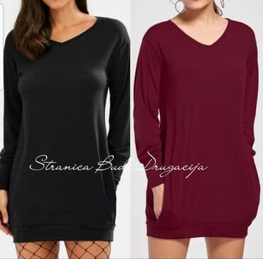 kosulja haljina stradivarius: XL, Jednobojni, bоја - Bordo — 1