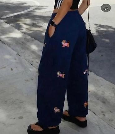 ideen 3: Ženske široke trenerke sa printom pasa - Model: široke nogavice — 1