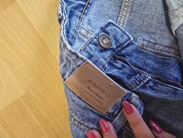 vuneni dzemperi sa zlatibora: AMISU ženske farmerke od plavog denima. - Model: klasičan high-waist — 2