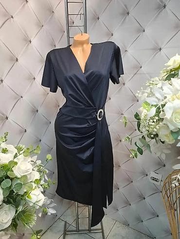 poklon za devojcice: Elegantna midi haljina sa preklopom - Kroj: ženstveni preklop — 2