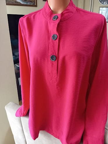 rolke od kasmira: Ženska bluzica/košulja sa dugim rukavima u intenzivnoj ciklama/roze — 1