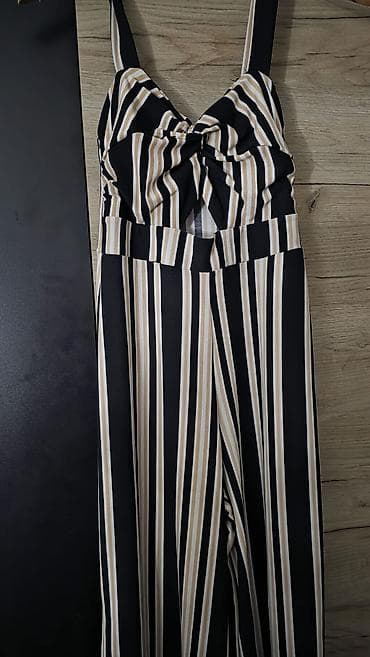 providne sandale: Ženski kombinezon na pruge - Model: široke nogavice, dužina do članka — 1