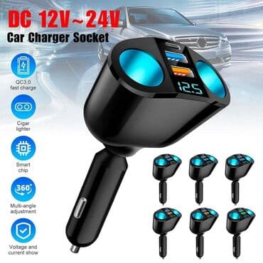 zastita za soferku: Dvodelni Spliter Auto upaljac 12V-24V, PD QC3.0, 2 USB Dvodelni — 10